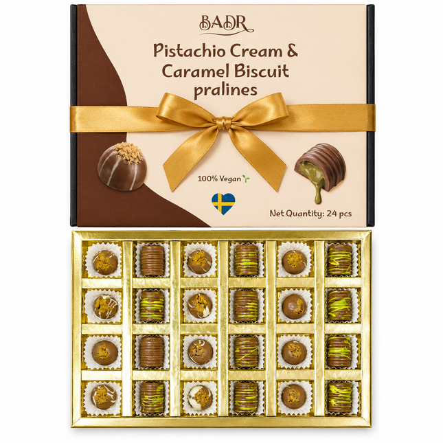 Praliner med Pistagekräm och karamellkex – 24 st
