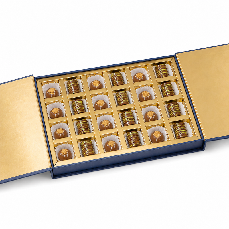 Pralines with Pistachio Cream & Caramel Biscuit – 24 pcs
